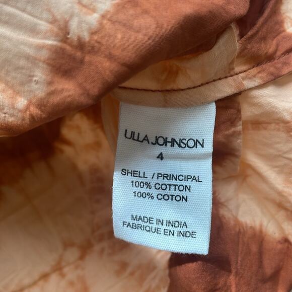 ULLA JOHNSON Senta One-Shoulder Tie Dye Stripe Cotton Top Sequoia - Picture 15 of 16